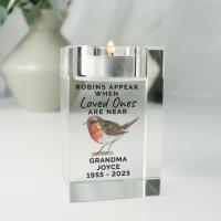 Personalised Robin Memorial Glass Tealight Holder Extra Image 2 Preview